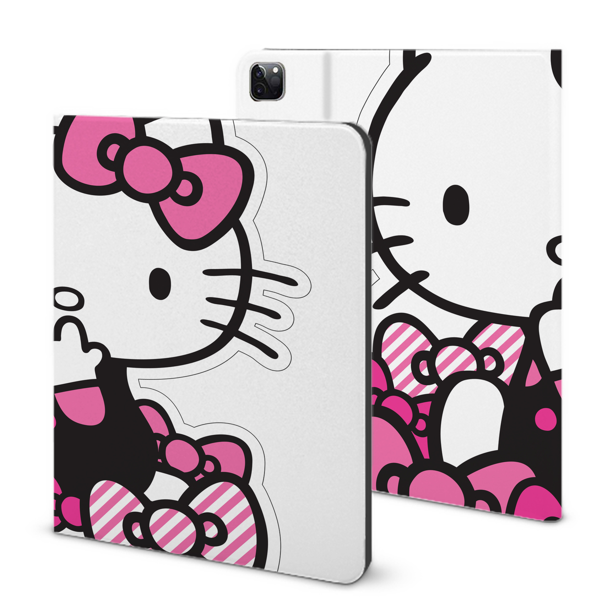 （画像用） Hello Kitty ハローキティ IPad ケース ブック型 PUレザー TPU 耐衝撃 軽量 薄型 ペン収納なし 全面保護 IPad 各モデル対応